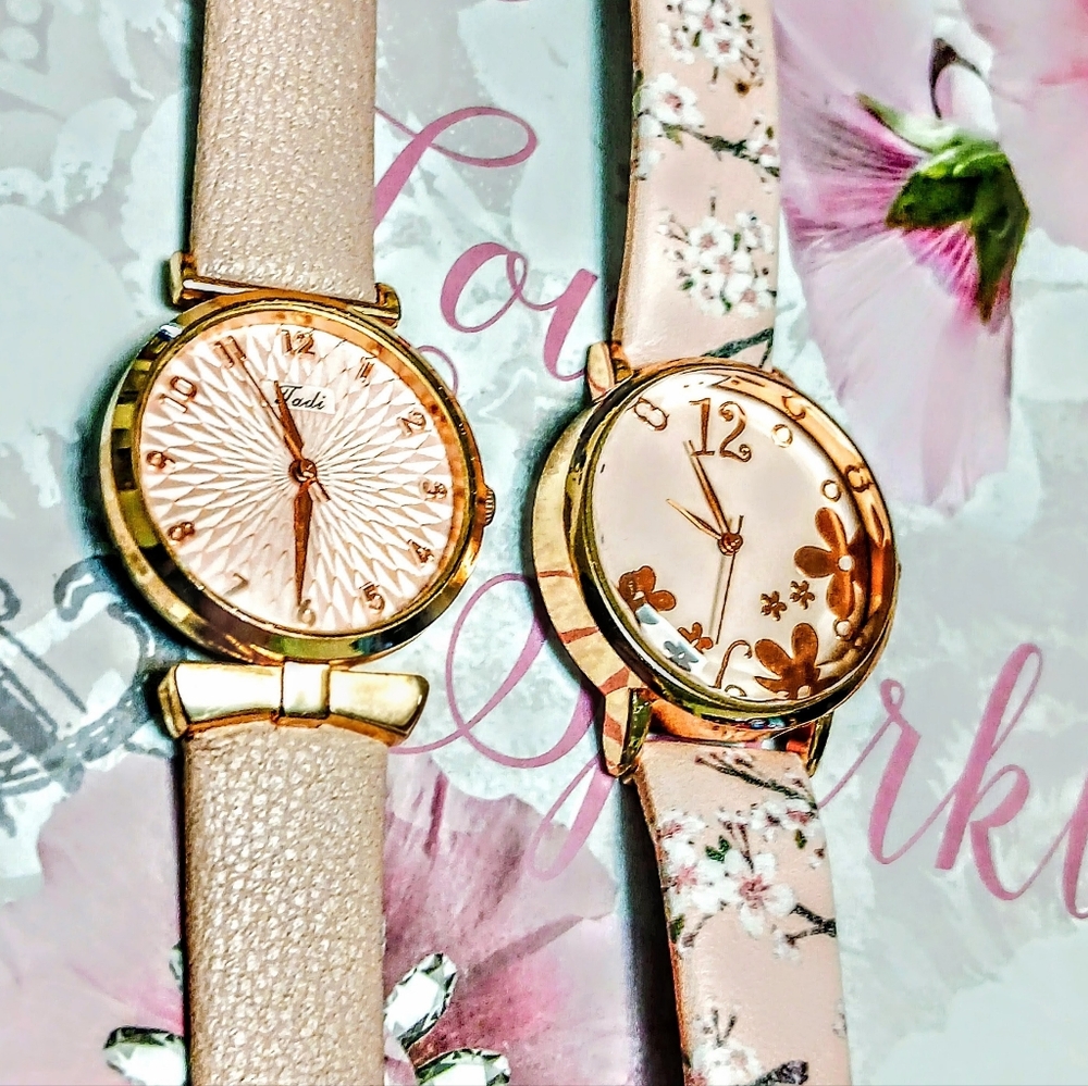 Rose-gold and Pink Women's Watch Set